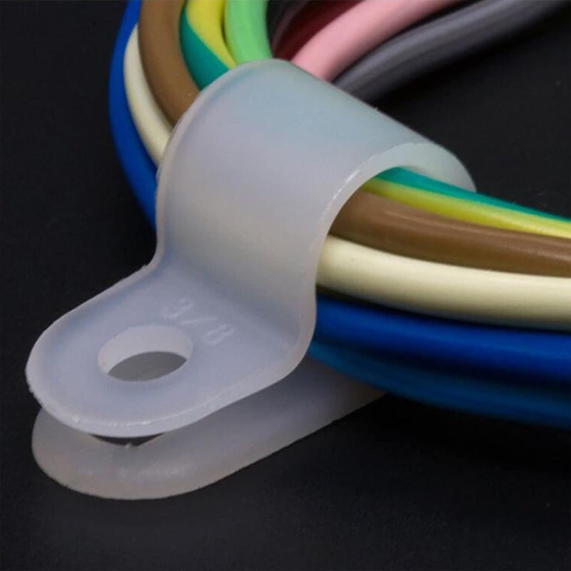 Teansic 100 Pcs White Nylon R-Type Cable Clamps, 3/4 Inch Cable Organizer Assortment Kit for Wire Management - Image 5